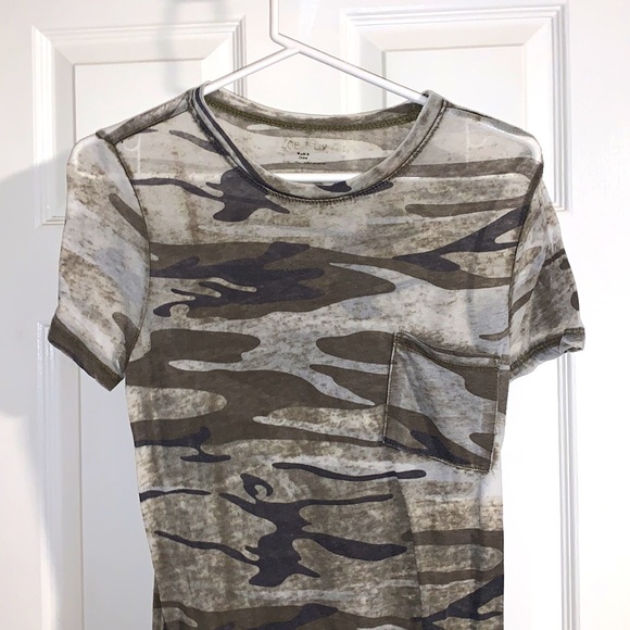 Army green fatigue scoop neck, short sleeve, some what sheer,  shirt size small - Picture 3 of 4